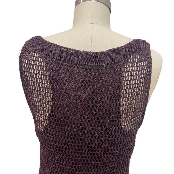 NWT Mango MNG Lurex openwork knit dress Burgundy Size Small - Picture 7 of 13